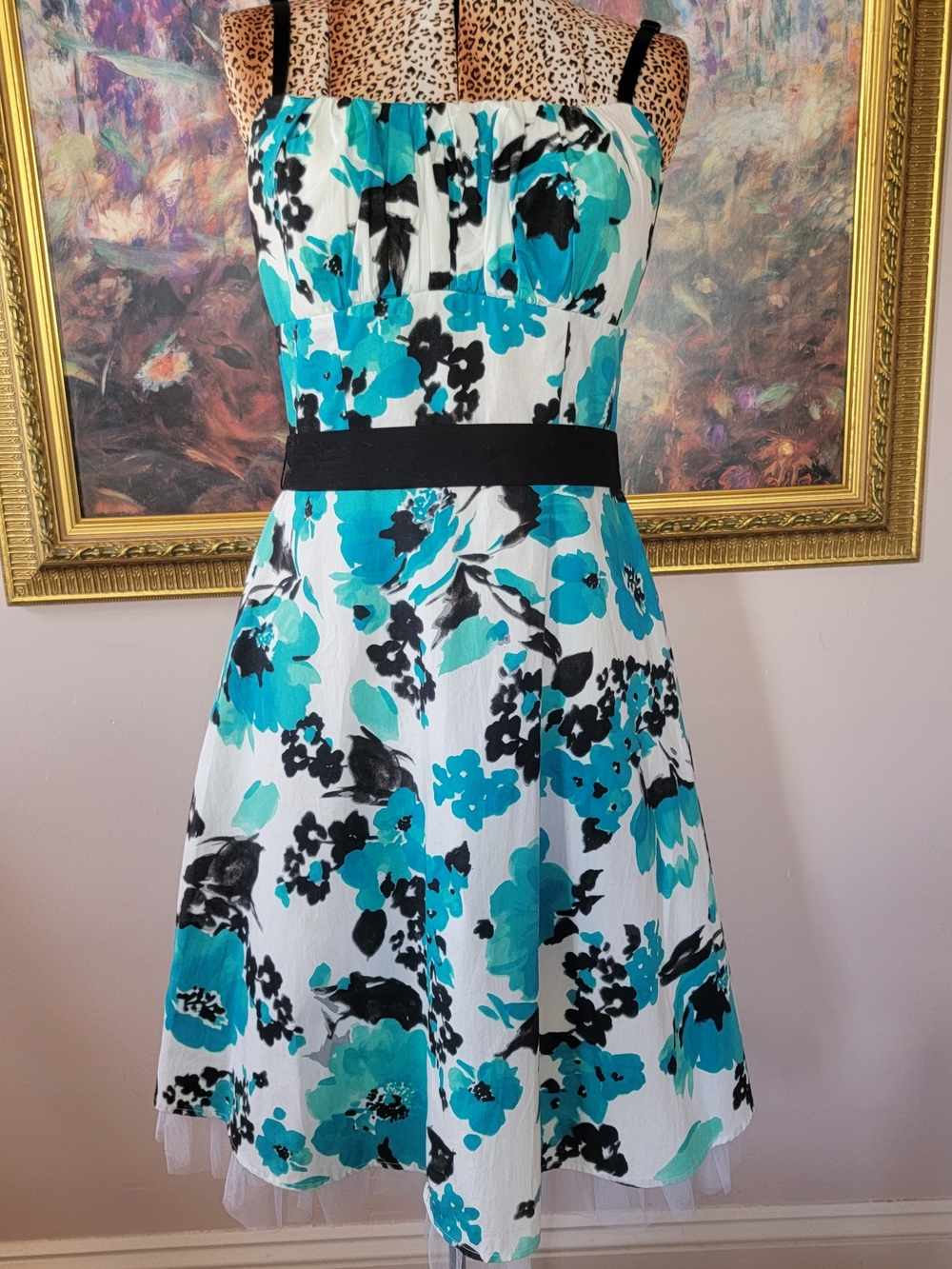 50s 60s Style Floral Petticoat Aline Party Dress